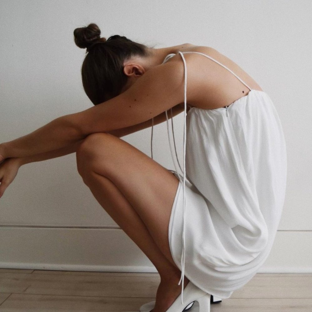 white babydoll minidress sz xs (nwt)